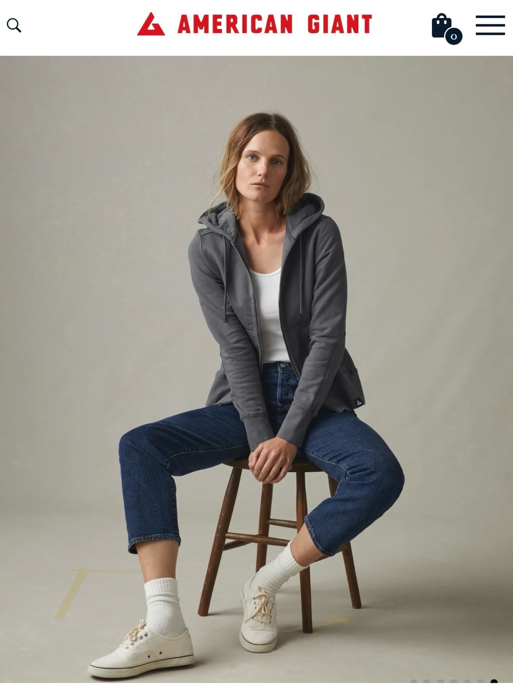 American Giant Women's “Iron” Full-Zip Hoodie XL